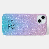 Blauw Paarse Ombre Glitter Gepersonaliseerd Case-Mate iPhone Case (Achterkant (horizontaal))