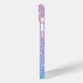 Blauw Paarse Ombre Glitter Gepersonaliseerd Case-Mate iPhone Case (Achterkant / Links)