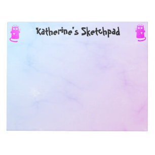 Blauw Paarse Ombre Grappige Engel Kat Kinder Schet Notitieblok