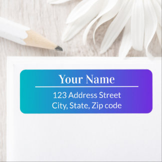 Blauw Paarse Ombre Moderne Eenvoudige Naam Mail Ad Etiket