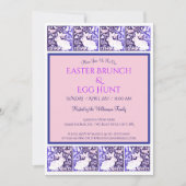 blauw Paarse paashaas brunch Kaart (Voorkant)