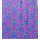 Blauw Paarse Patroon jaren '80 Stijl Douchegordijn (Voorkant)