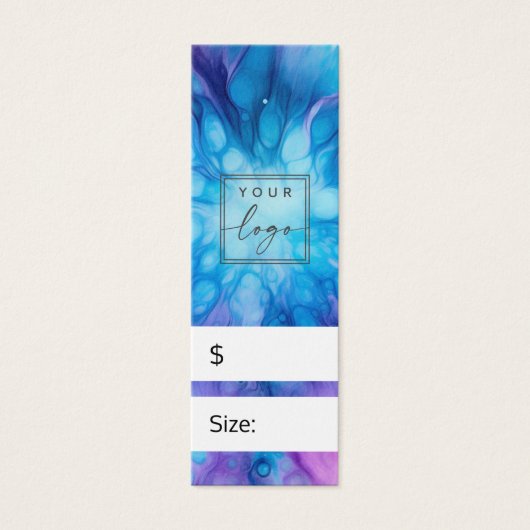 Blauw paarse patroonprijs hang label mini visitekaartjes (Voorkant)