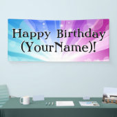 Blauw/Paarse Ray gepersonaliseerde verjaardagsfees Spandoek (Beurs)