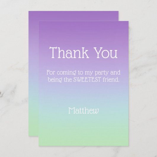 Blauw Paarse Regenboog Jongen Bedanktkaart Kaart (Voorkant / Achterkant)