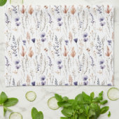 Blauw Paarse Roos Beige Wildbloemen Botanische Boh Theedoek (Gevouwen)