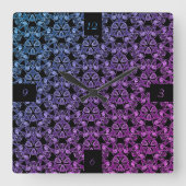 Blauw Paarse Roze Abstract Vierkante Klok (Voorkant)