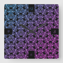 Blauw Paarse Roze Abstract Vierkante Klok
