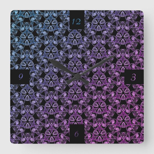 Blauw Paarse Roze Abstract Vierkante Klok (Voorkant)