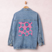 Blauw Paarse Roze Bloemmotief Denim Jacket (Hangar)