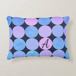 Blauw Paarse & Roze Cirkels Monogram Accent Kussen