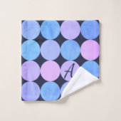Blauw Paarse & Roze Cirkels Monogram Bad Handdoek (Wasdoekje)