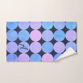 Blauw Paarse & Roze Cirkels Monogram Bad Handdoek (Handdoek)