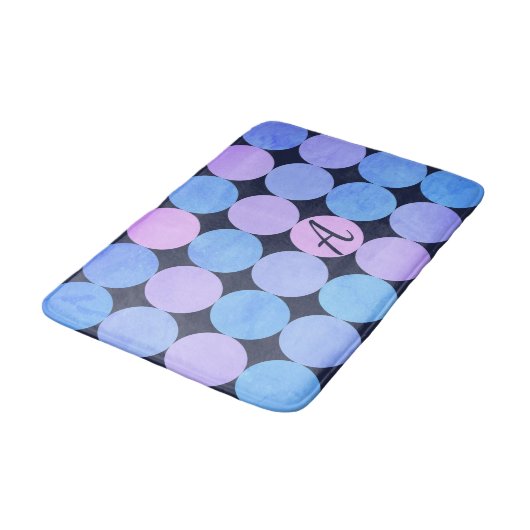 Blauw Paarse & Roze Cirkels Monogram Badmat (Gekanteld)