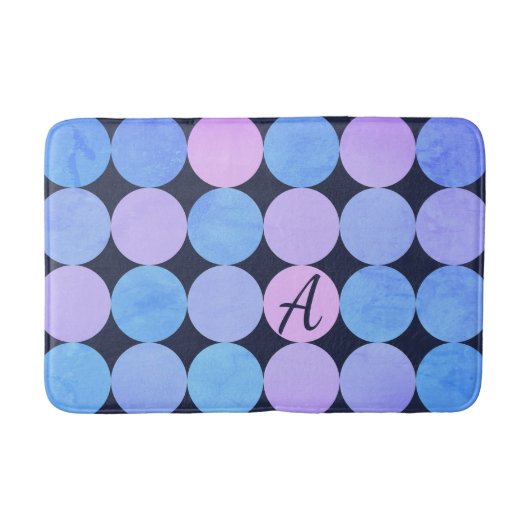 Blauw Paarse & Roze Cirkels Monogram Badmat (Voorkant)