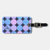 Blauw Paarse & Roze Cirkels Monogram Bagagelabel (Voorkant horizontaal)