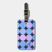 Blauw Paarse & Roze Cirkels Monogram Bagagelabel (Voorkant verticaal)