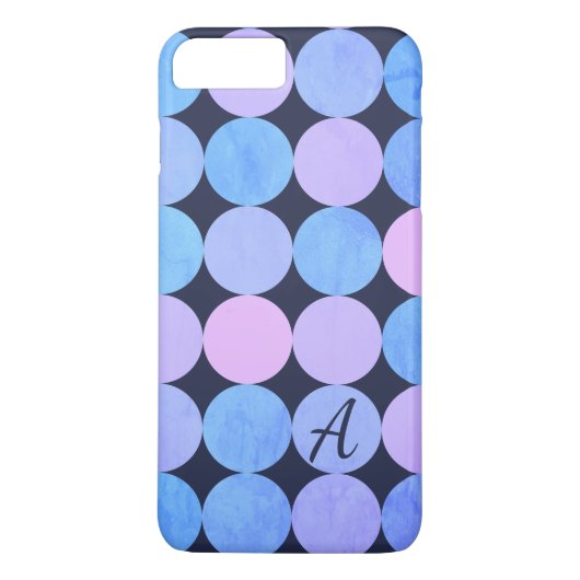 Blauw Paarse & Roze Cirkels Monogram Case-Mate iPhone Case (Achterkant)