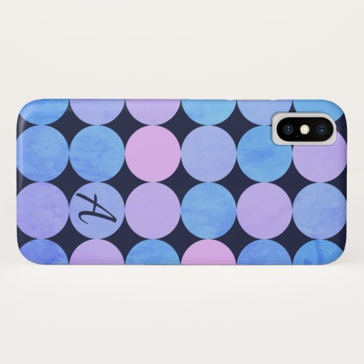 Blauw Paarse & Roze Cirkels Monogram Case-Mate iPhone Case (Achterkant (horizontaal))