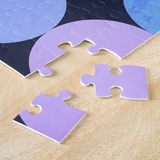 Blauw Paarse & Roze Cirkels Monogram Legpuzzel (Zijkant)