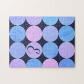 Blauw Paarse & Roze Cirkels Monogram Legpuzzel (Horizontaal)
