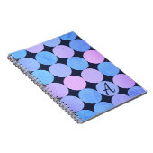 Blauw Paarse & Roze Cirkels Monogram Notitieboek (Rechterzijde)