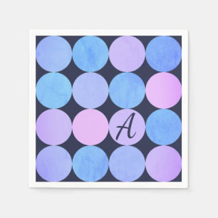 Blauw Paarse & Roze Cirkels Monogram Servet