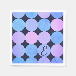 Blauw Paarse & Roze Cirkels Monogram Servet