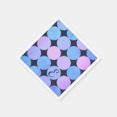 Blauw Paarse & Roze Cirkels Monogram Servet (Hoek)