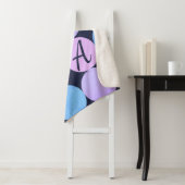 Blauw Paarse & Roze Cirkels Monogram Sherpa Deken (In situ)