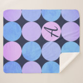 Blauw Paarse & Roze Cirkels Monogram Sherpa Deken (Voorkant (horizontaal))