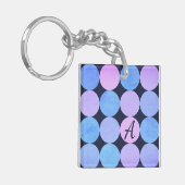 Blauw Paarse & Roze Cirkels Monogram Sleutelhanger (Voorkant Links)