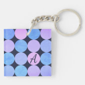Blauw Paarse & Roze Cirkels Monogram Sleutelhanger (Achterkant)