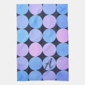 Blauw Paarse & Roze Cirkels Monogram Theedoek (Verticaal)