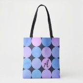 Blauw Paarse & Roze Cirkels Monogram Tote Bag (Voorkant)