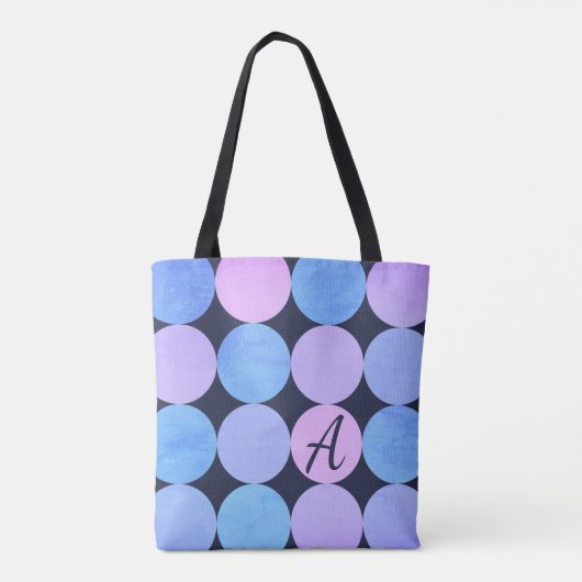 Blauw Paarse & Roze Cirkels Monogram Tote Bag (Achterkant)