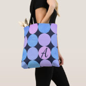 Blauw Paarse & Roze Cirkels Monogram Tote Bag (Dichtbij)