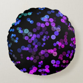 Blauw Paarse Roze Groen Abstract Bubble Pattern Rond Kussen