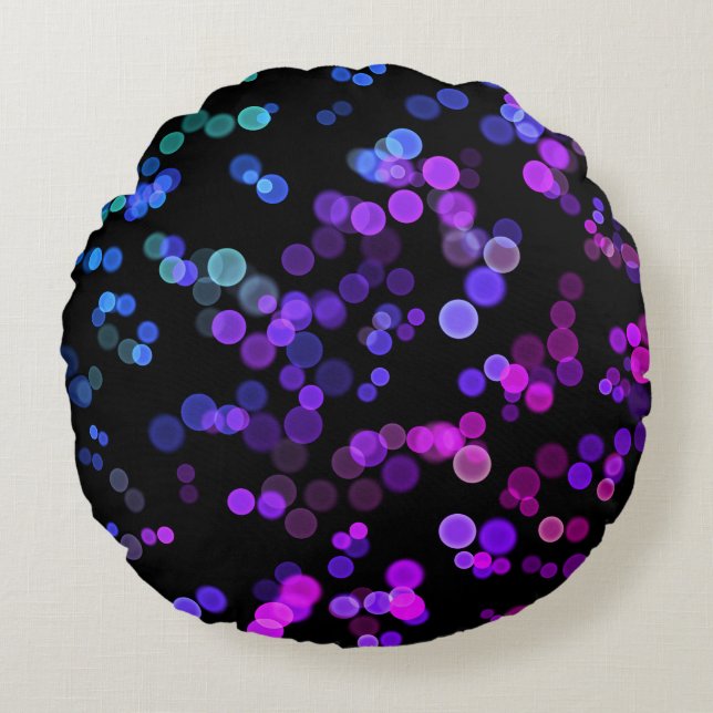 Blauw Paarse Roze Groen Abstract Bubble Pattern Rond Kussen (Voorkant)
