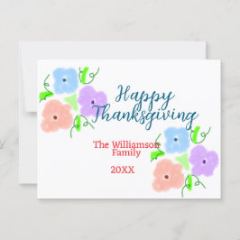 Blauw paarse roze happy thanksgiving add familie n briefkaart