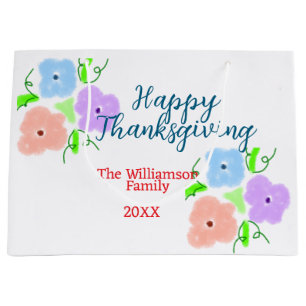 Blauw paarse roze happy thanksgiving add familie n groot cadeauzakje