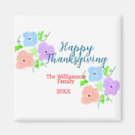 Blauw paarse roze happy thanksgiving add familie n magneet