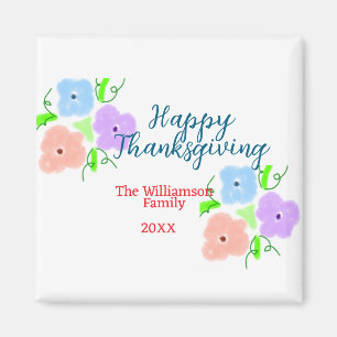 Blauw paarse roze happy thanksgiving add familie n magneet