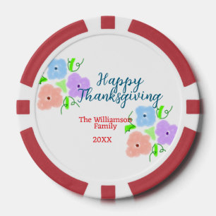 Blauw paarse roze happy thanksgiving add familie n poker chips
