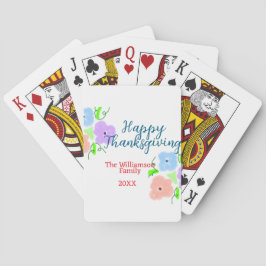 Blauw paarse roze happy thanksgiving add familie n pokerkaarten