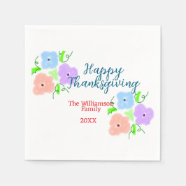 Blauw paarse roze happy thanksgiving add familie n servet