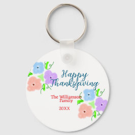 Blauw paarse roze happy thanksgiving add familie n sleutelhanger