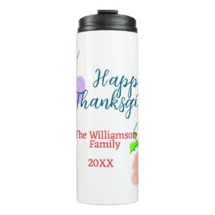 Blauw paarse roze happy thanksgiving add familie n thermosbeker