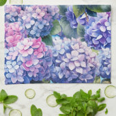 Blauw Paarse Roze Hydrangea Patroon Keukenhanddoek (Gevouwen)
