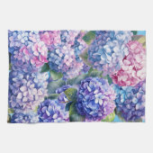 Blauw Paarse Roze Hydrangea Patroon Keukenhanddoek (Horizontaal)